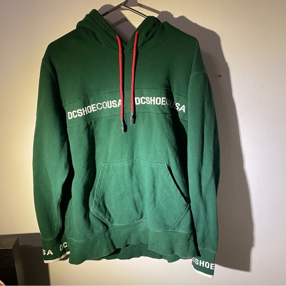 DC SHOES skateboard type green hoodie with graphics on sleeve cuffs - Picture 4 of 8